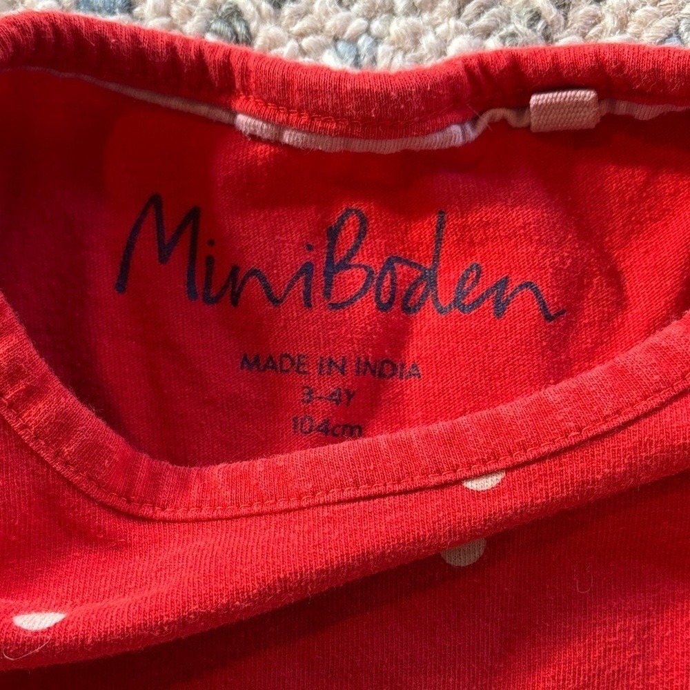 Mini Boden Girls Red Polka Dot Reindeer Tunic Dress Long Sleeve 3-4Y 104cm - Picture 2 of 3